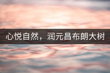 心悅自然，潤(rùn)元昌布朗大樹(shù)標(biāo)桿601千山悅即將上市