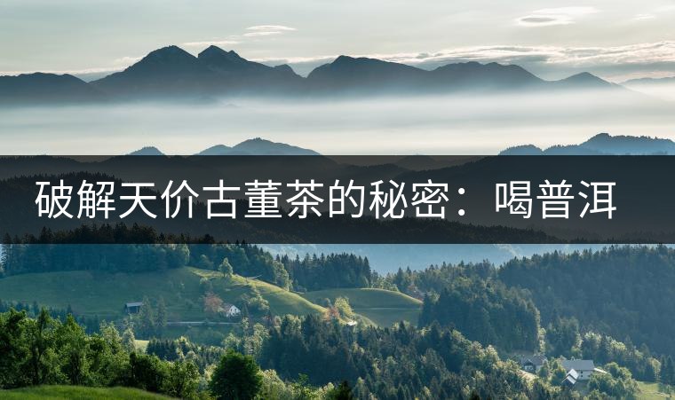 破解天價古董茶的秘密：喝普洱茶成了喝故事，喝包裝紙