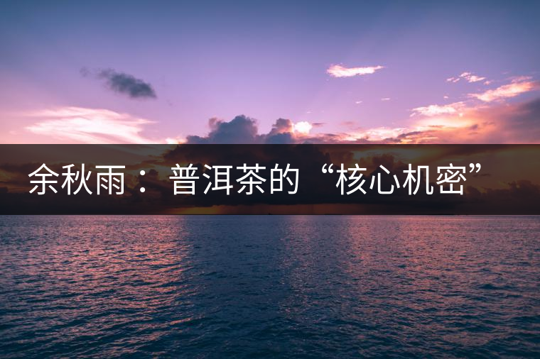 余秋雨 ：普洱茶的“核心機(jī)密”是什么？