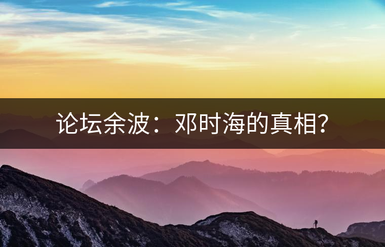 論壇余波：鄧時海的真相？