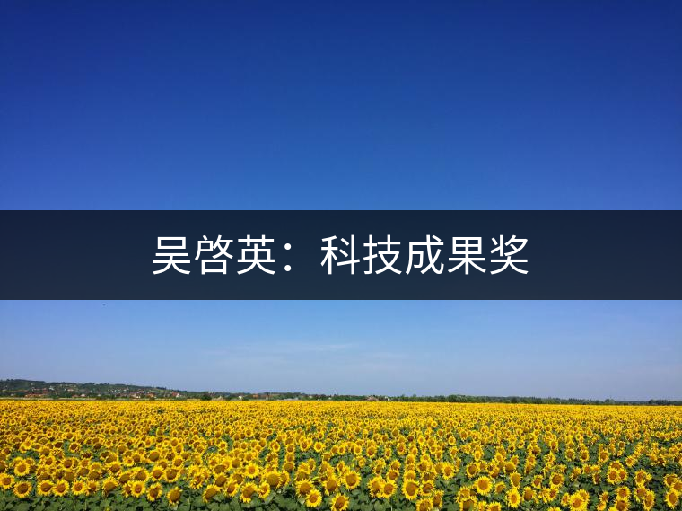 吳啓英:科技成果獎(jiǎng) 吳啓英:科技成果獎(jiǎng)
