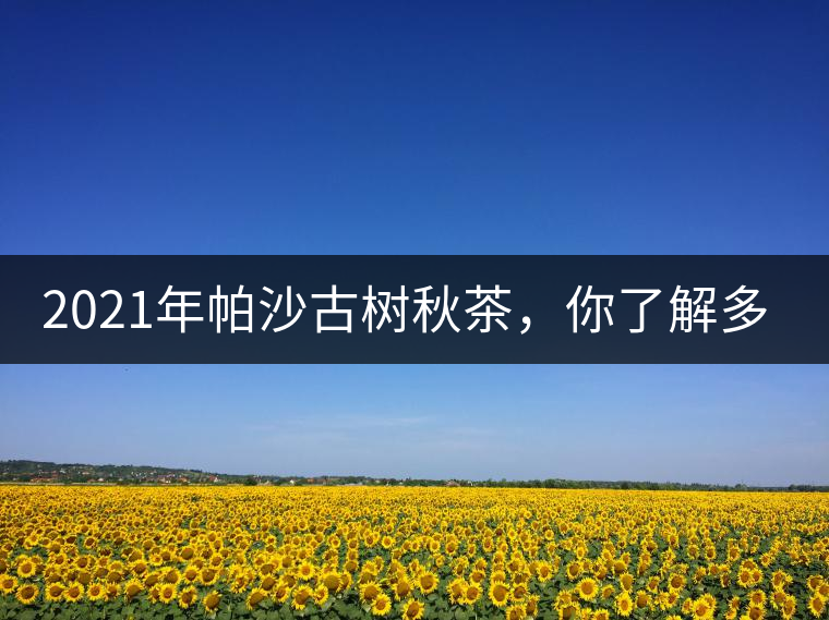 2021年帕沙古樹秋茶，你了解多少？