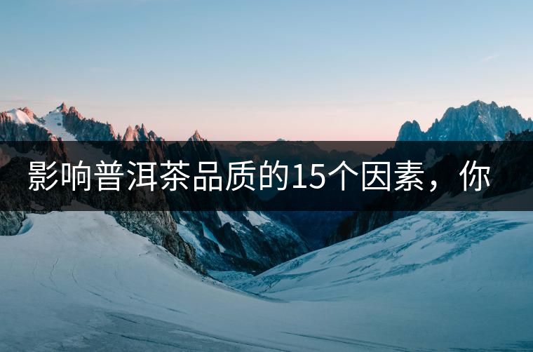 影響普洱茶品質(zhì)的15個因素，你知道幾個？